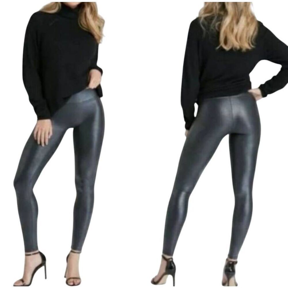 SPANX Faux Leather Croc Embossed High-Rise Leggings Size S/P